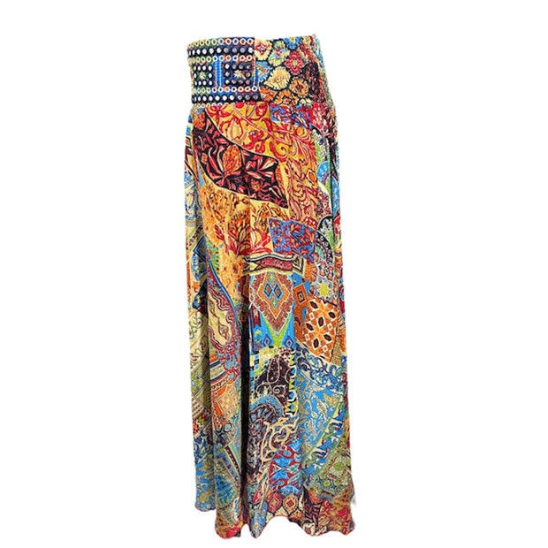 Silk multicolored skirt/trouser