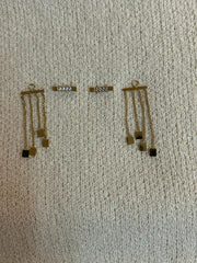 Double bar 2 in 1 drop chain earrings