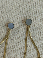 Elongated oval mother of pearl earrings