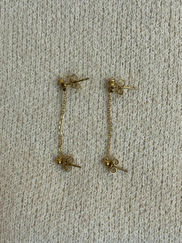 Flower diamante drop chain earrings