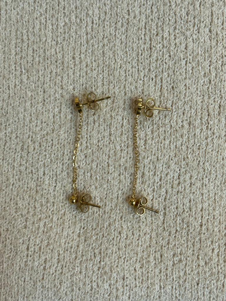 Flower diamante drop chain earrings