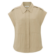 Sleeveless Shirt jacket with button and chest pockets