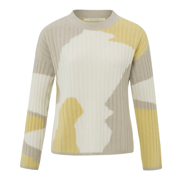Jacquard sweater with crewneck and rib detail