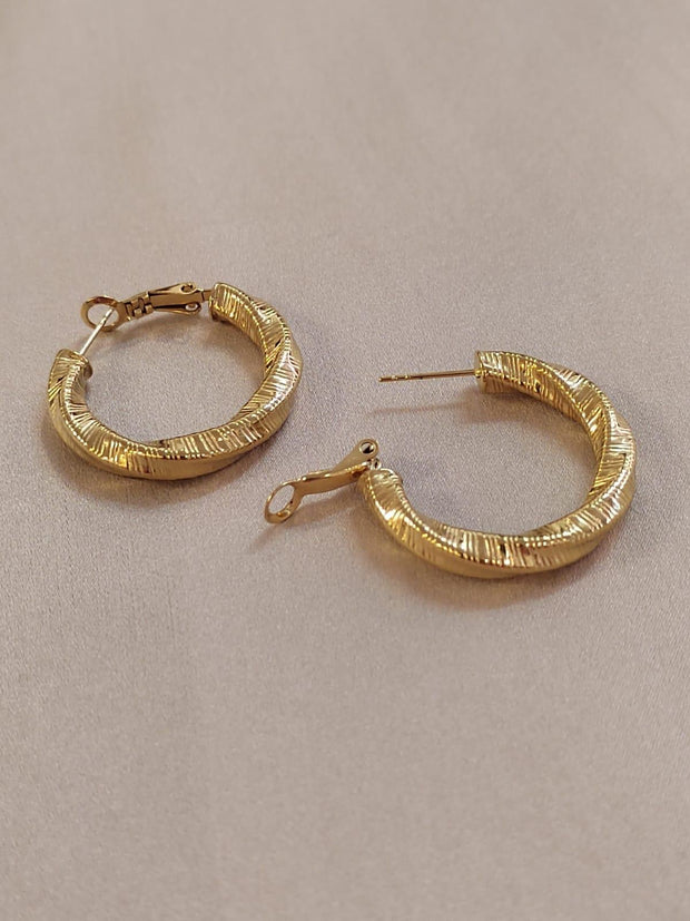 Wrapped gold hoop earrings