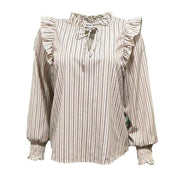 Stripe frill blouse