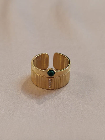 Malachite and diamante adjustable ring