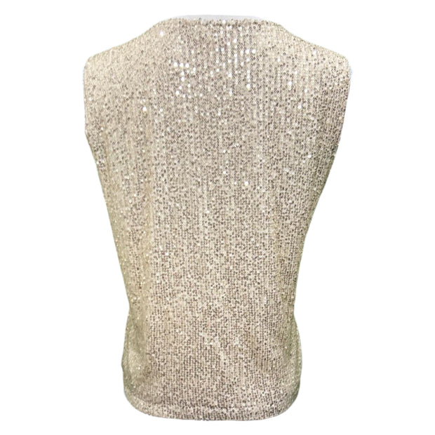 Sequin round neck sleeveless top