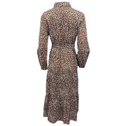 Leopard print with front embroidered shirt dress