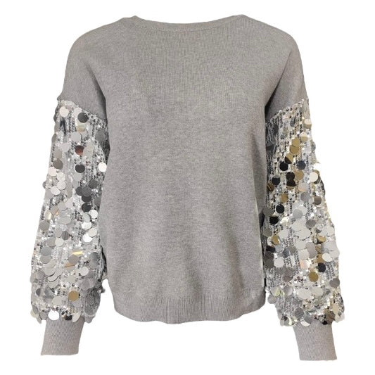 Sequin sleeve jumper