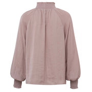 Smocked jacquard blouse with balloon sleeve