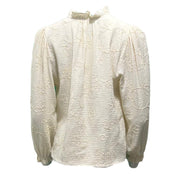 Cotton embroidered frill collar blouse