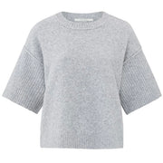 Boatneck sweater with rib sleeves