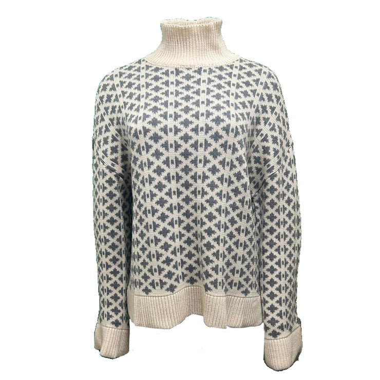 Patterned high neck knit jumper