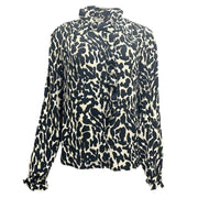 Leopard print ruffle front shirt