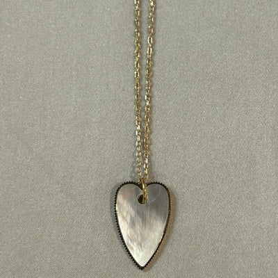 Mother of pearl large heart pendant necklace