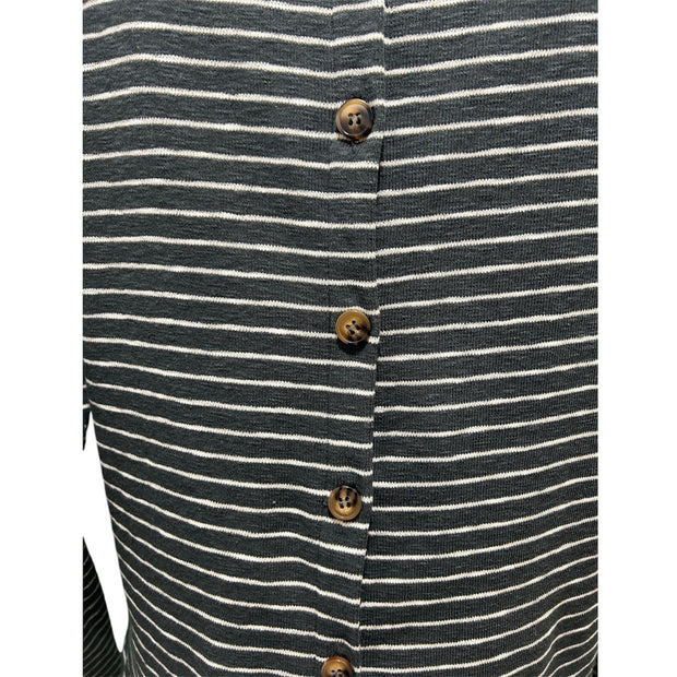 Long sleeve Striped button-back tee shirt