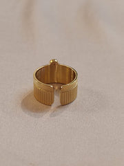 Malachite and diamante adjustable ring