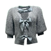 Bow bracelet length sleeve cardigan