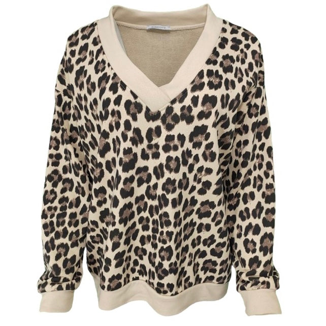 V-neck leopard print sweater