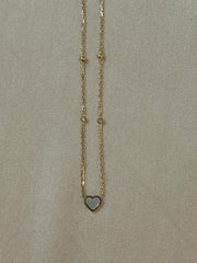 Beaded chain Mother of Pearl heart necklace