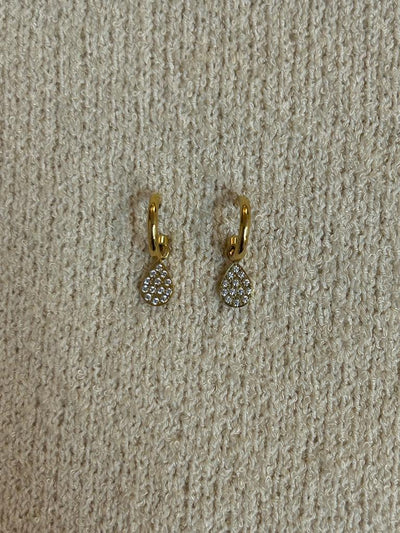 Diamante adjustable drop hoop earring