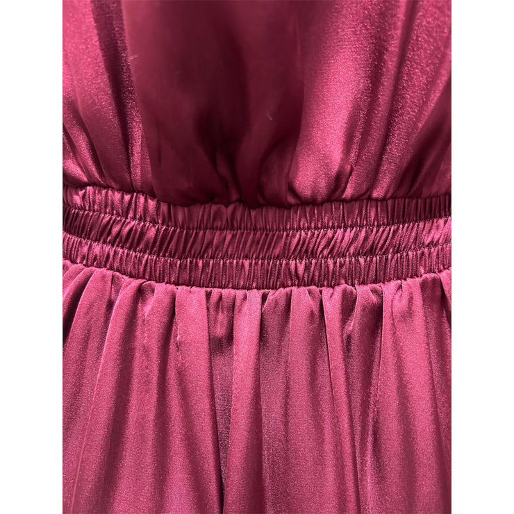 Ruffle neck satin dress