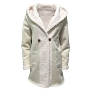 Reversible hooded faux fur coat