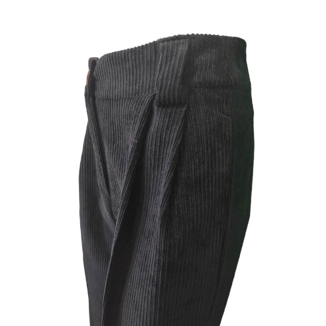Pleated light cord trousers