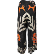 Linen blend printed loose trousers