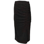 Ruched side slit midi skirt