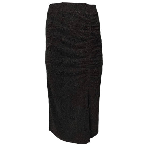 Ruched side slit midi skirt