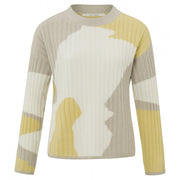 Jacquard sweater with crewneck and rib detail