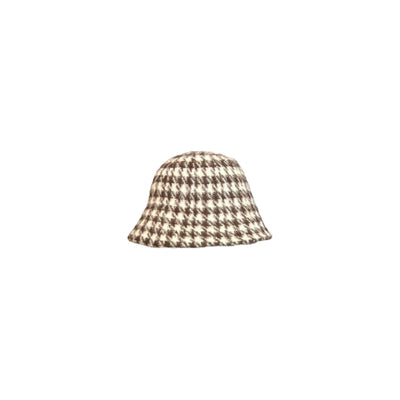 Fluffy checkerboard bucket hat