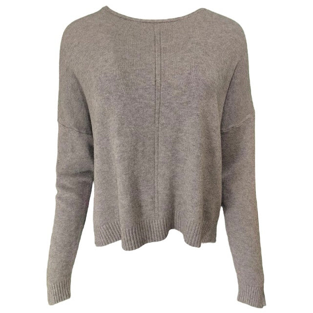 Boat neck long back short front sweater