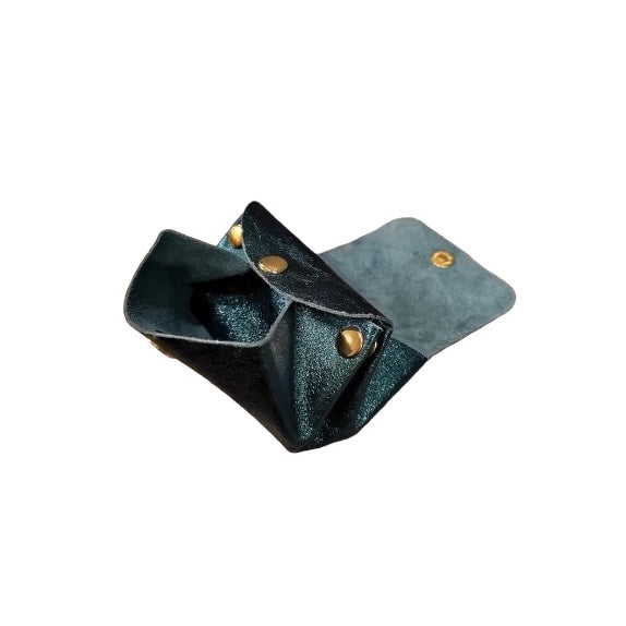 Leather triple compartment metallic purse