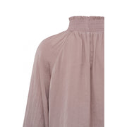 Smocked jacquard blouse with balloon sleeve