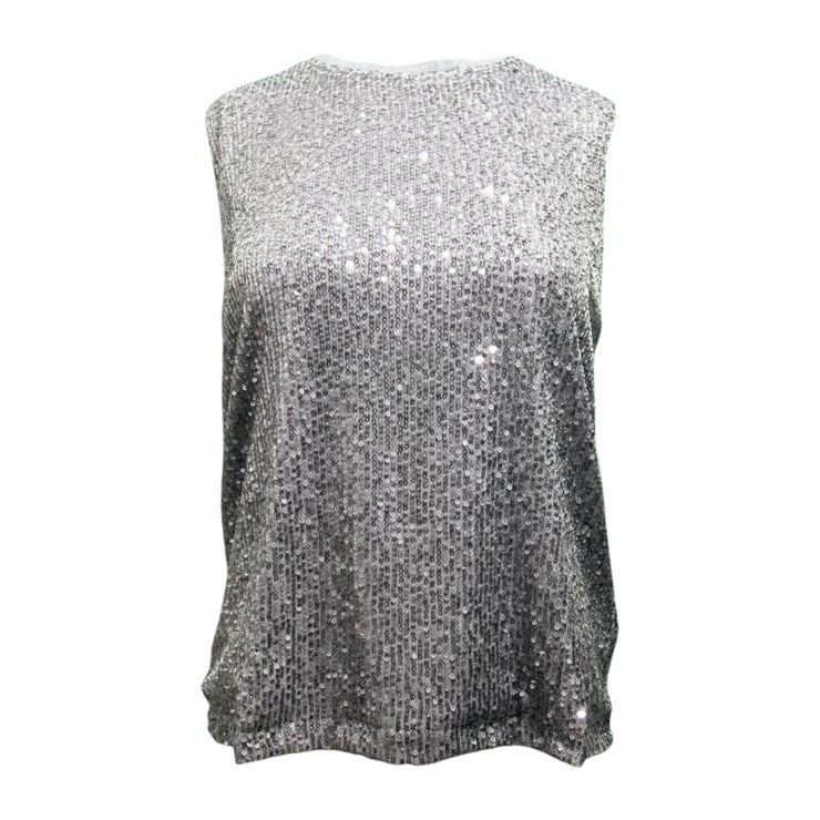 Sequin round neck sleeveless top