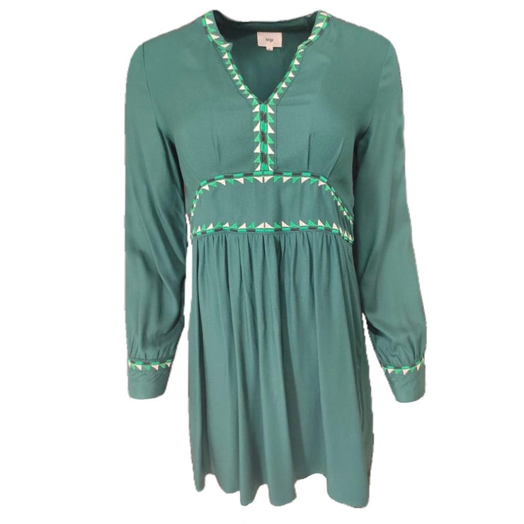 Plain and embroidered dress