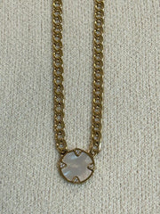 Medallion Mother of pearl and diamante necklace