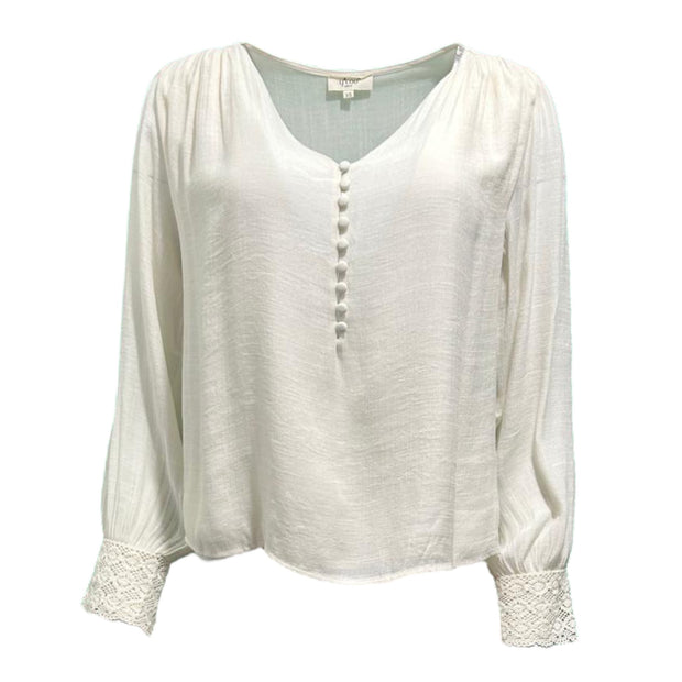 Lace cuffed V-Neck blouse