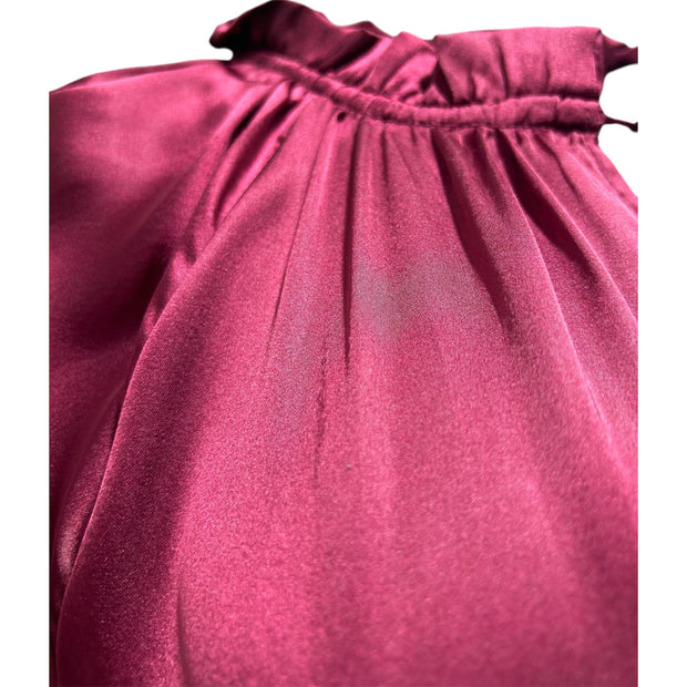 Ruffle neck satin dress