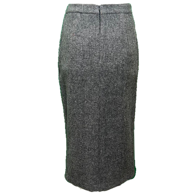 Wool blend herringbone midi wrap skirt