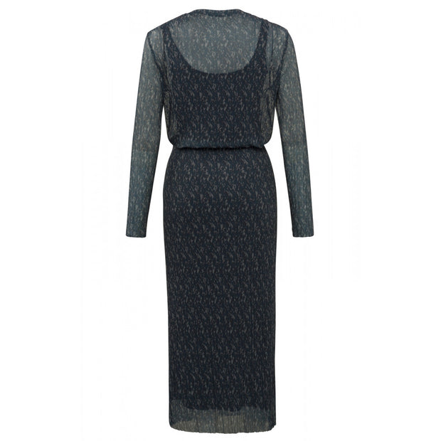 Mesh dress with boatneck