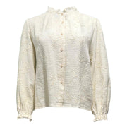 Cotton embroidered frill collar blouse