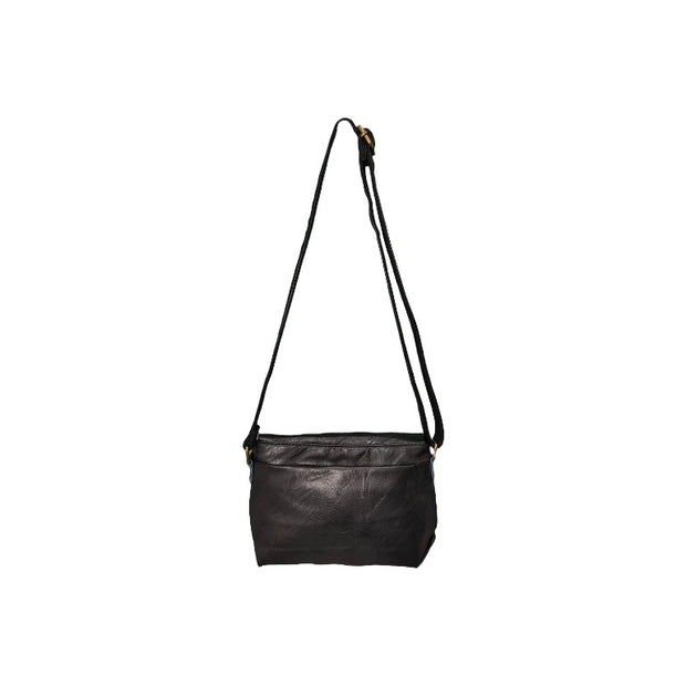 Small zip and flap crossbody strap bag