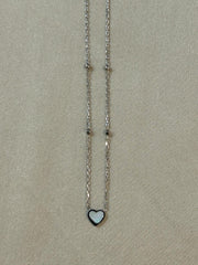 Beaded chain Mother of Pearl heart necklace