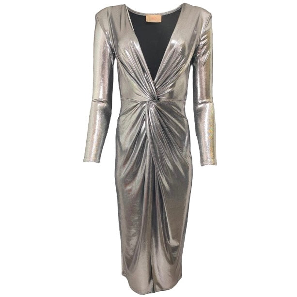 Plunging V-Neckline metallic dress