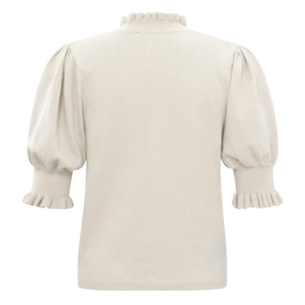 Sweater with puff sleeves and buttons