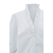7/8 puff sleeves and ruffles blouse