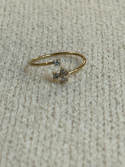 Diamante flower adjustable ring